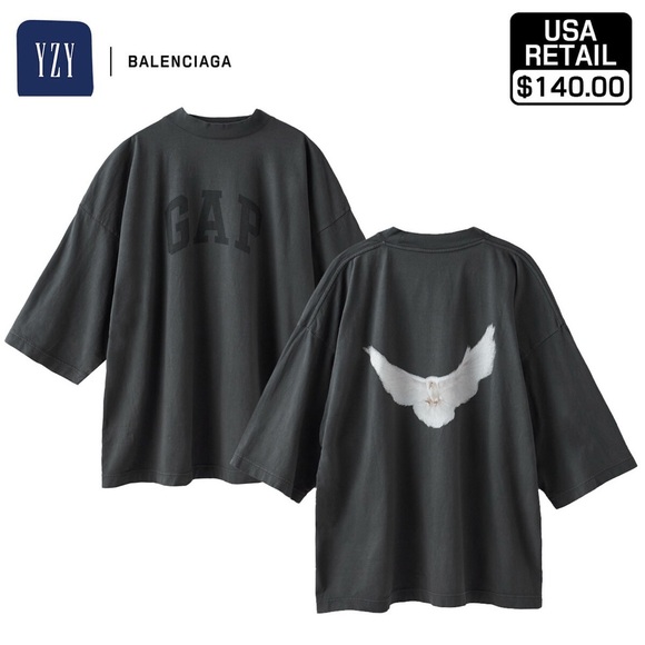 Yeezy Other - YEEZY × GAP ENGINEERED BY BALENCIAGA 53 DOVE 3/4 SLEEVE TEE ( OVERSIZED )